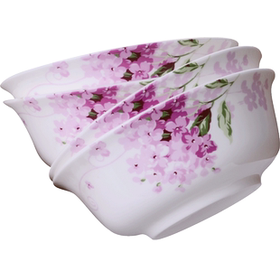 6英寸唐山骨质瓷家用餐具大面碗饭汤碗泡面碗陶瓷碗碟4件创意套装