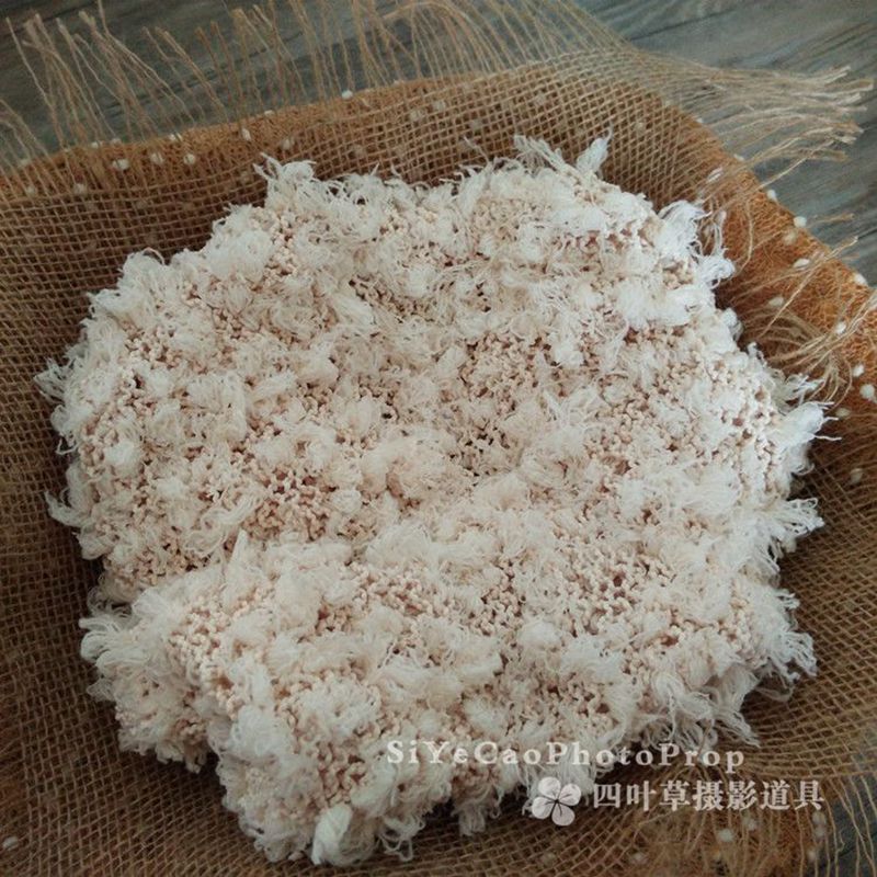 新生的儿米色爆米花毯子满月儿童拍照摄影铺垫背景照相四叶草道具