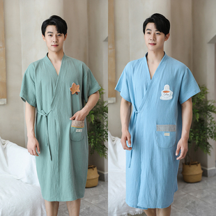 速干吸水游泳 夏季 薄款 纯棉纱布浴巾男款 裹巾大人男生浴袍可穿式