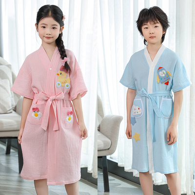 纯棉纱布儿童浴巾浴袍游泳速干