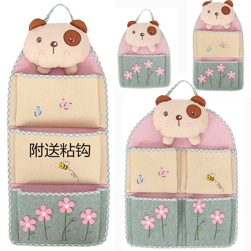卡通小熊创意墙面收纳袋挂袋门后储物袋布艺单袋双袋多袋杂物整理,收纳整理,收纳挂袋,淘宝优惠券,粉丝福利购,淘宝优惠卷