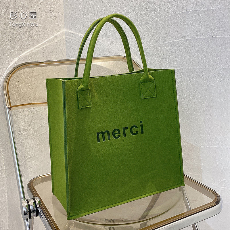 明明毛毡竖款手提袋可加logo