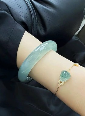 冰种玉手镯女油青白月光老坑正圈天然缅甸冰糯种翡翠手镯女款