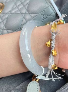 【带证】缅甸天然A货翡翠手镯女款玉手镯冰种高颜值浅绿玉镯子真