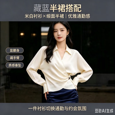 宽松巴.宝莉同款小香风大码盐系衬衫女设计感小众轻熟小个子上衣.