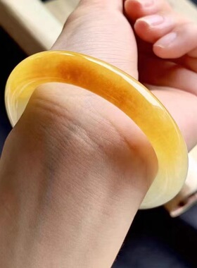 天然缅甸翡翠手镯女款冰种黄翡圆条正圈玉镯子翡翠玉手镯送礼细款