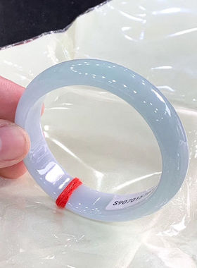 【带证书】缅甸天然翡翠手镯浅绿色牛奶底冰种玉手镯高档热卖款真