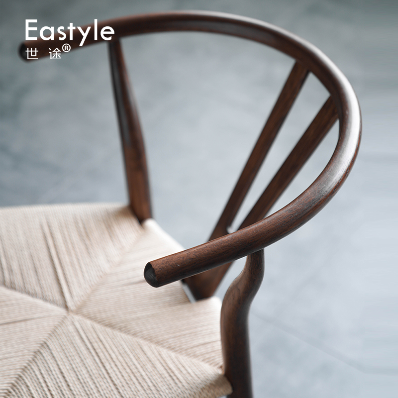 日式新中式白橡木藤编Y椅餐椅