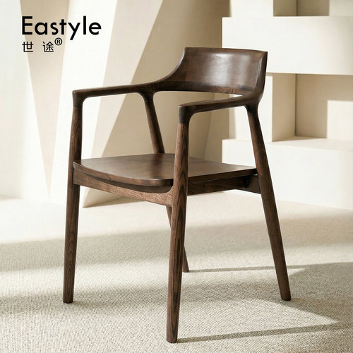 实木简约艺术椅子中古侘寂风餐椅