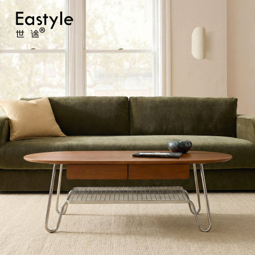 进口复古黄杨木8K不锈钢UFO茶几