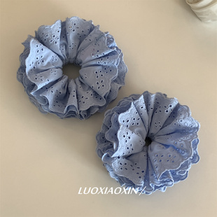 罗小辛/法式芭蕾风蕾丝镂空花边发圈低马尾简约百搭发绳甜美小清