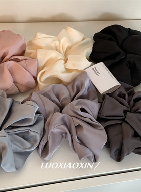 罗小辛/超大号~法式高级感粉色白色缎面韩系大肠发圈发绳发饰头绳