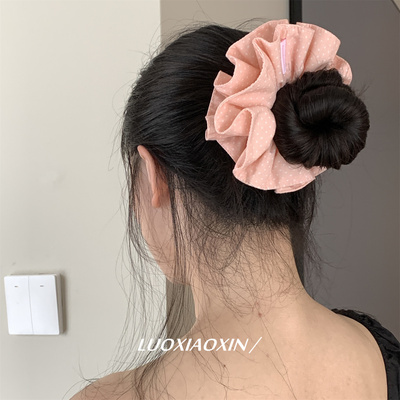 韩系miu系纯棉波点双层大肠发圈