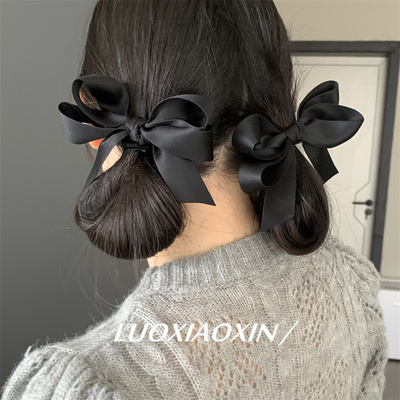 Jisoo同款蝴蝶结黑色双马尾边夹