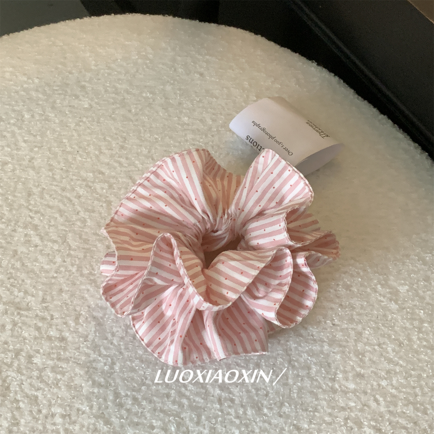 韩系ins风粉色条纹大肠发圈