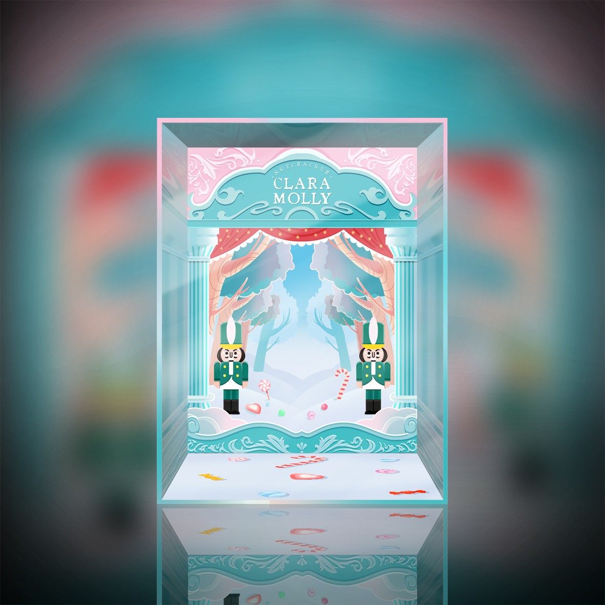 popmart泡泡玛特 molly克拉拉bjd潮流手办娃娃收纳盒展示盒防尘