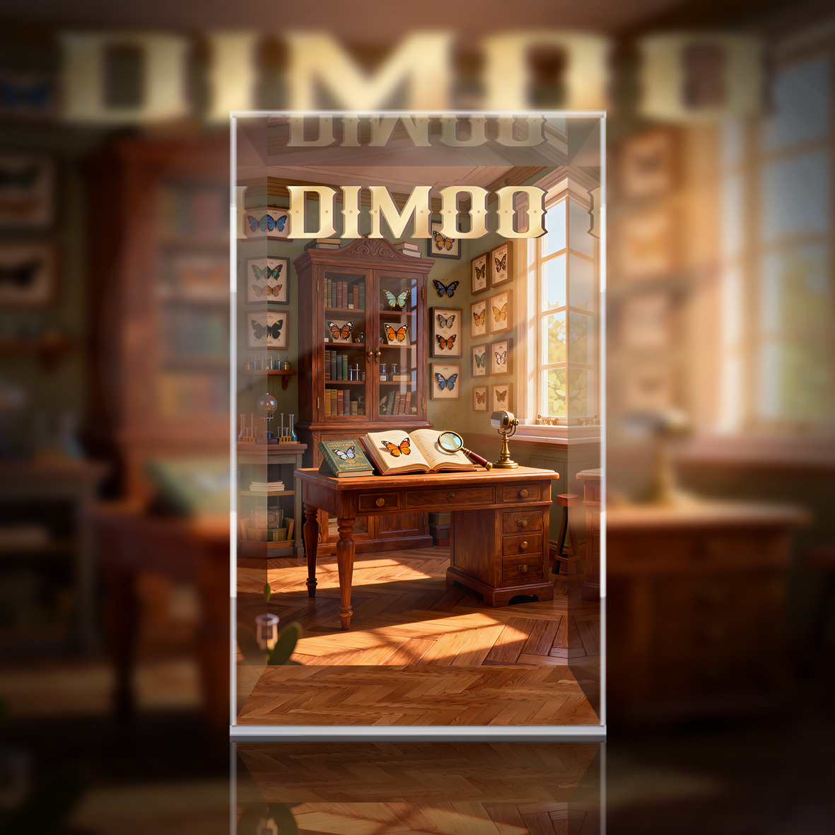 POPMART泡泡玛特DIMOO学院绅士1/8可动人偶盲盒亚克力展示盒