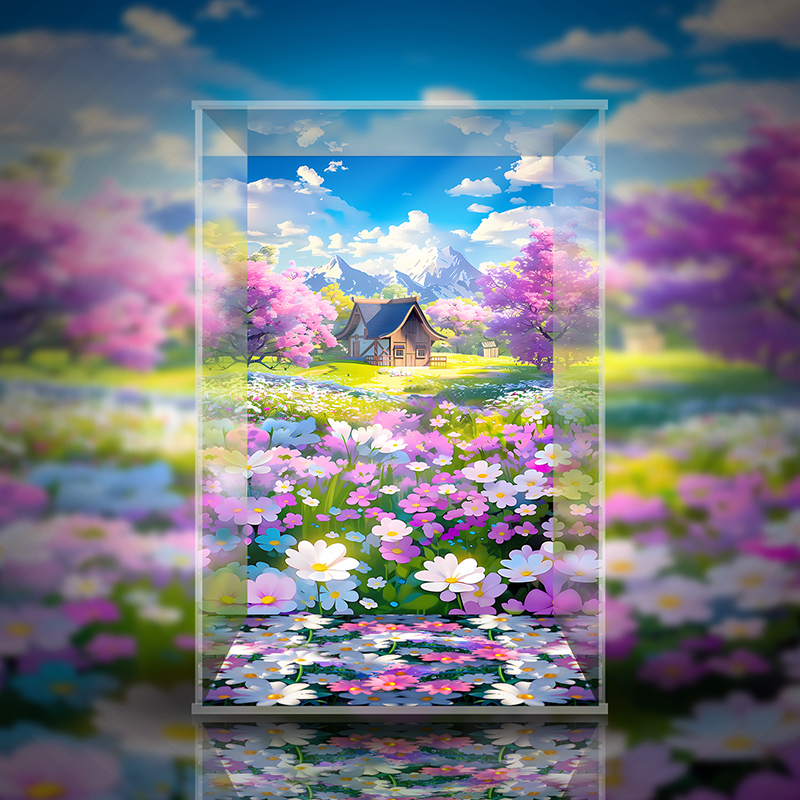 LABUBU春日花花搪胶潮玩展示盒