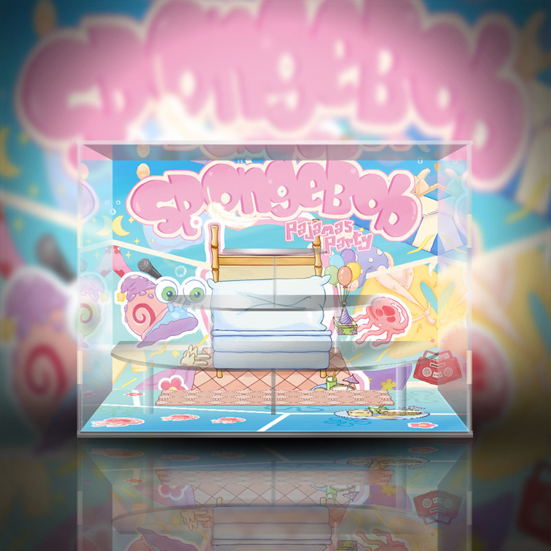 泡泡玛特 海绵宝宝 睡衣派对系列盲盒 潮玩专用亚克力展示盒