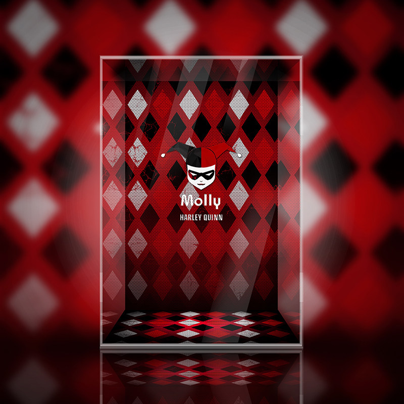 popmart泡泡玛特 molly 小丑女 大娃 潮玩盲盒亚克力展示盒