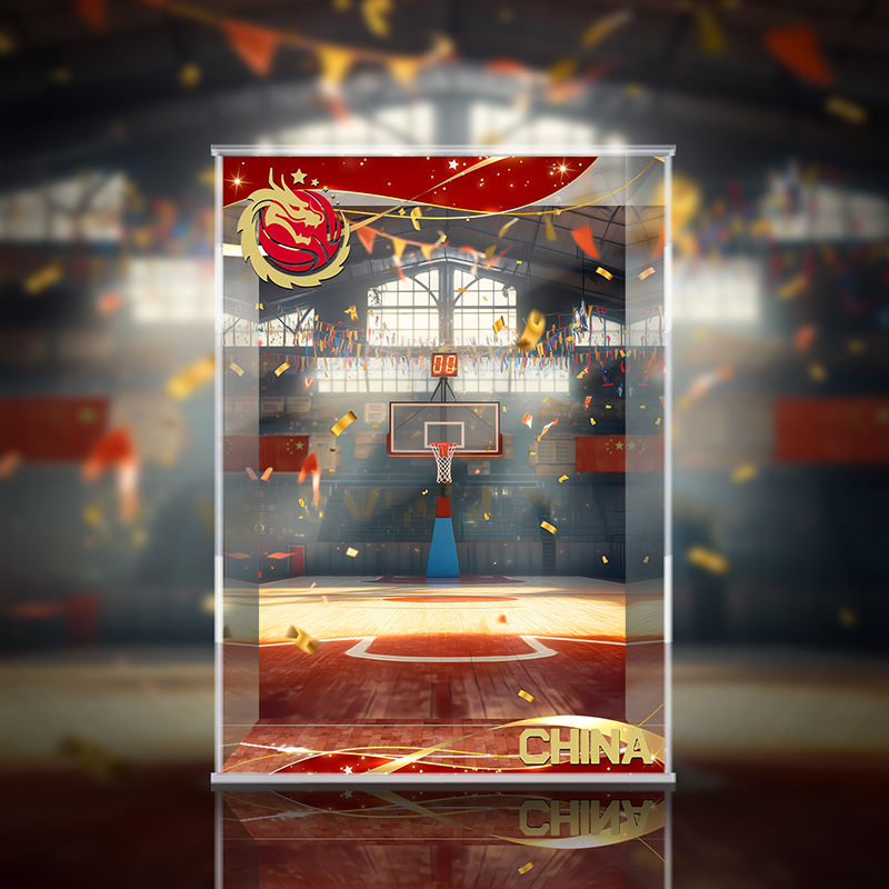 泡泡玛特MEGA SPACE MOLLY400%中国女篮国家女子篮球手办展示盒