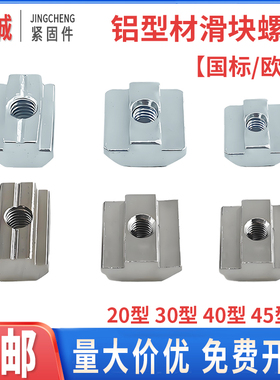 欧标滑块螺母304不锈钢方形T型/20/30/40/45铝型材配件M5M6M8国标