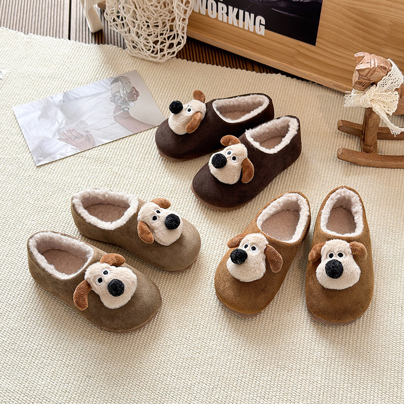 女童加绒小皮鞋儿童英伦风乐福鞋冬季男童棉鞋保暖鞋卡通狗宝宝鞋