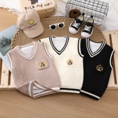 加绒加厚儿童毛线套头背心男童女童保暖婴装 毛衣背心套头坎肩马夹