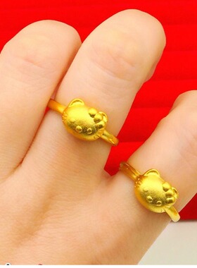 越南沙金欧币风活口不褪色戒指环