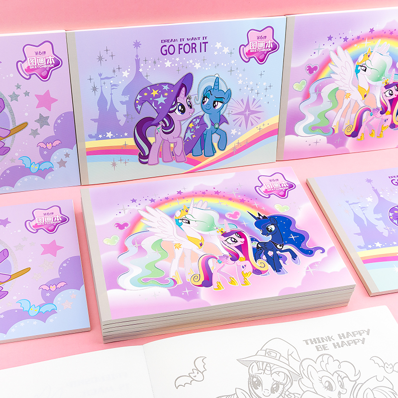 一正小马宝莉图画本儿童幼儿园速写本子空白涂鸦本册女生高颜值