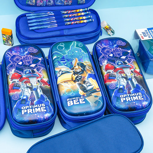 一正变形金刚双层布艺笔袋大容量