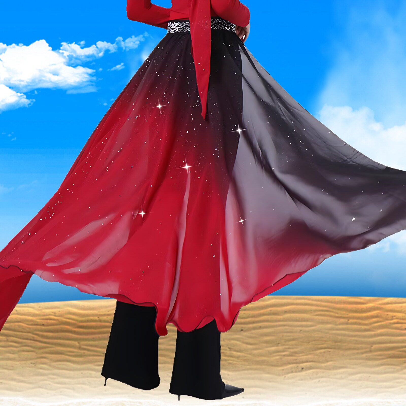 星辰步态飘纱训练舞蹈服腰封