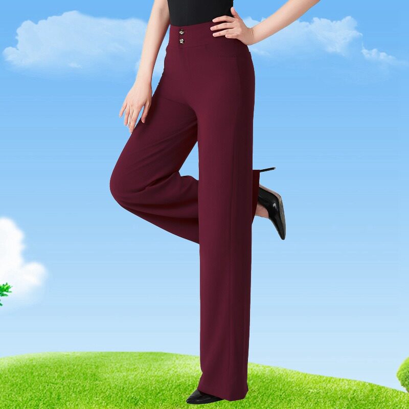 新款高腰阔腿舞蹈长裤女宽松拉丁舞交摩登舞跳舞裤广场舞舞蹈裤子