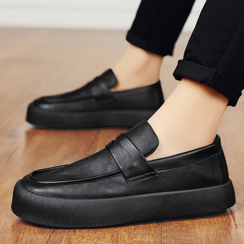 厨师鞋男厚底防水防滑皮鞋男士