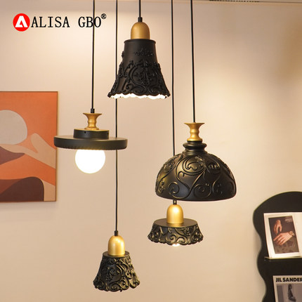 赫本雕花餐厅吊灯法式复古中古楼梯设计师挑空复式loft别墅灯具