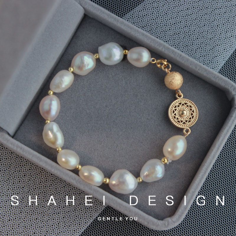 14K包金天然淡水巴洛克珍珠手链