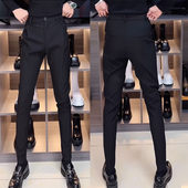 休闲裤 百搭男士 潮流痞帅韩版 冬季 马丁小脚西裤 黑色修身 商务裤 子