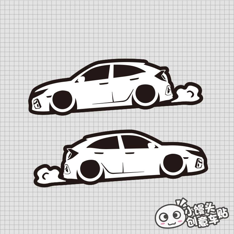 新思域改装挡风玻璃车贴