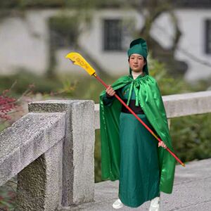 关公衣服关羽帽子披风表演服装舞台道具三国年会小品演出绿色古装