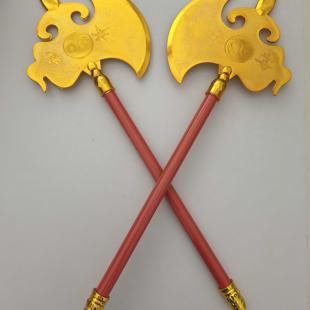 仿真双斧 舞台表演道具水浒传兵器斧头李逵兵器 短柄大板斧