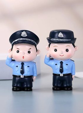 卡通可爱警察小公仔摆件