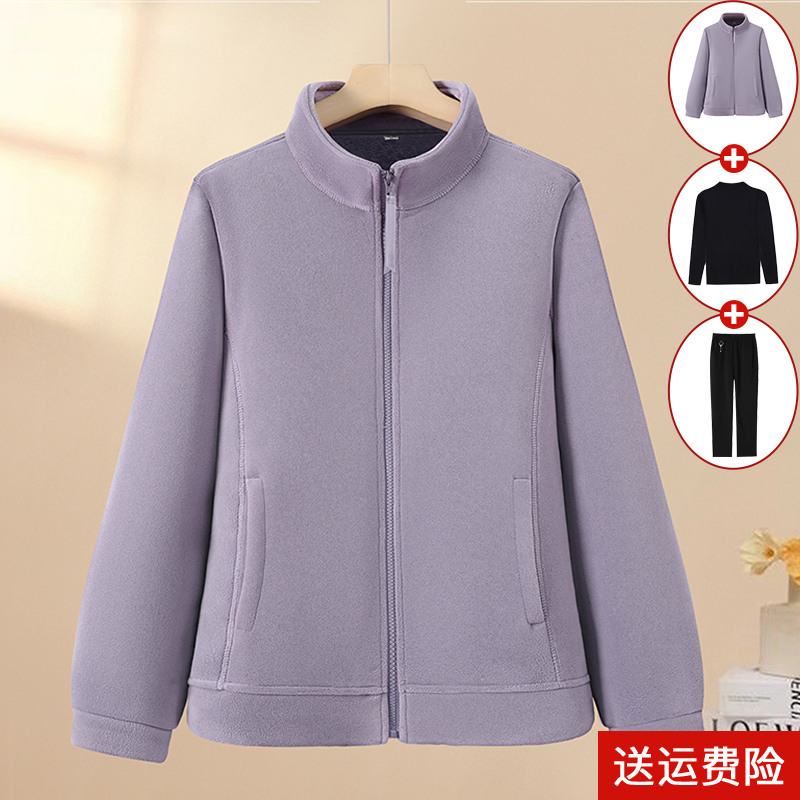 妈妈装秋冬加绒加厚秋冬外套卫衣