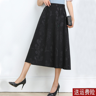 妈妈夏装提花时尚半身裙2026新款中老年人女式国风洋气松紧腰裙子
