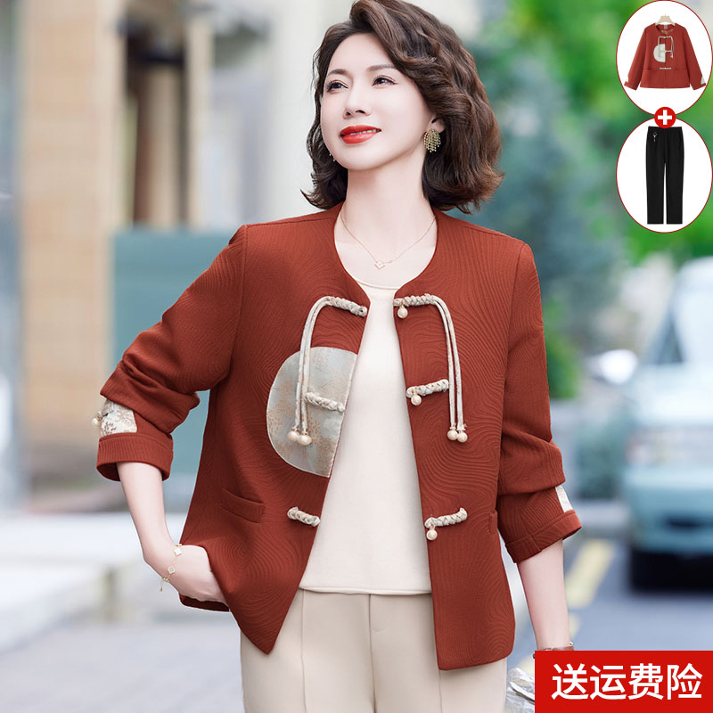 妈妈装春秋时尚国风外套夹克百搭