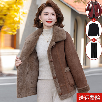 妈妈装冬季加绒加厚棉袄棉衣外套