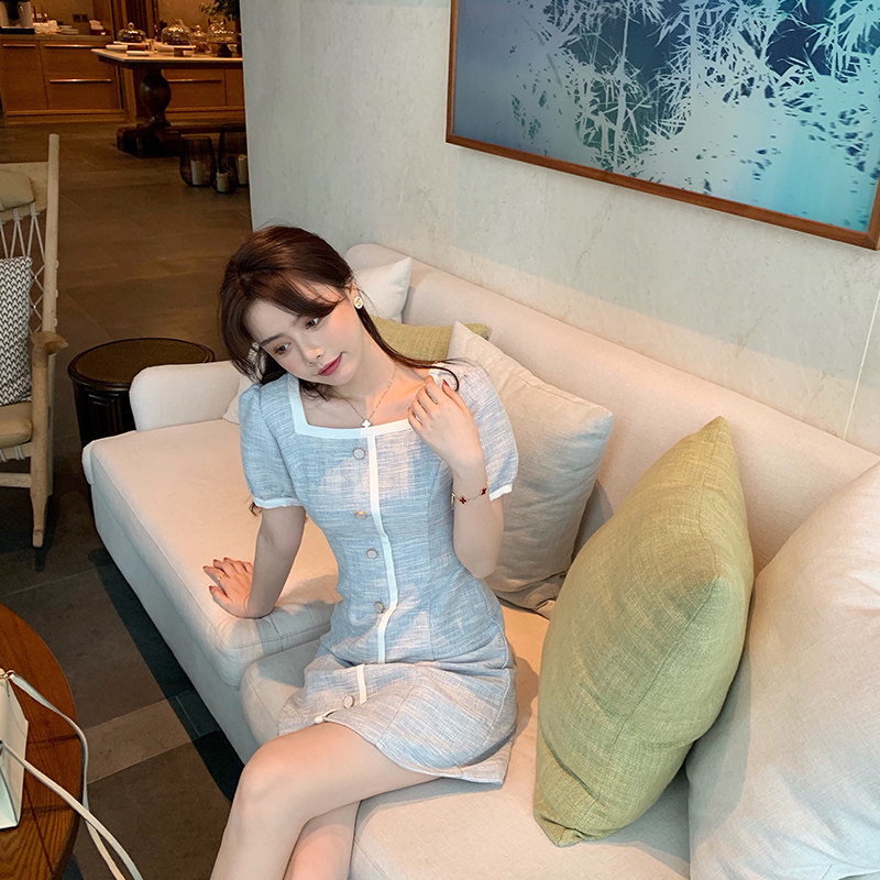 MEIHUI连衣裙女高腰气质显瘦