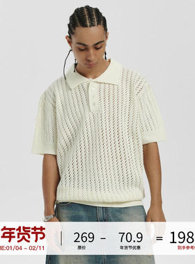 LOSTCTRL镂空短袖针织衫男女夏季透气宽松Polo衫潮牌套头上衣