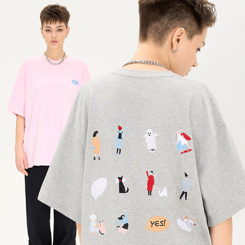 卡通刺绣短袖男女夏季