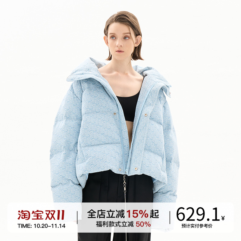 牛仔立体提花羽绒服冬季