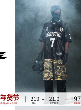 LOSTCTRL原创潮牌贴布绣短袖T恤男夏季宽松BLOCKCORE风格运动球衣